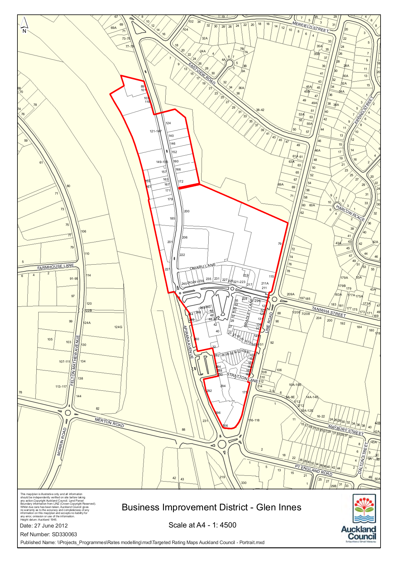 Auckland Council Glen Innes Business Improvement District map